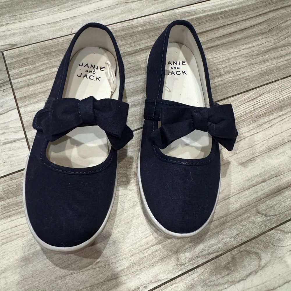 Janie and Jack Dark Blue Dress Shoes with Bow
